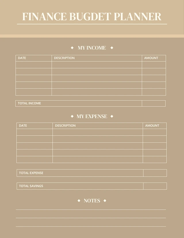 Simple Creamy Finance Planner Template