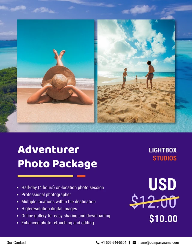 Purple Adventure Photo Package Flyer Photography Template
