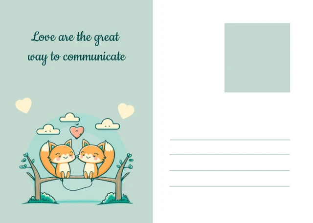 Light Green Simple Cute Animal Couple Love Postcard - Page 2