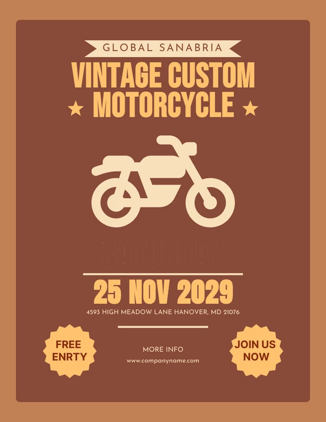 Brown Classic Vintage Motorcyle Poster Template