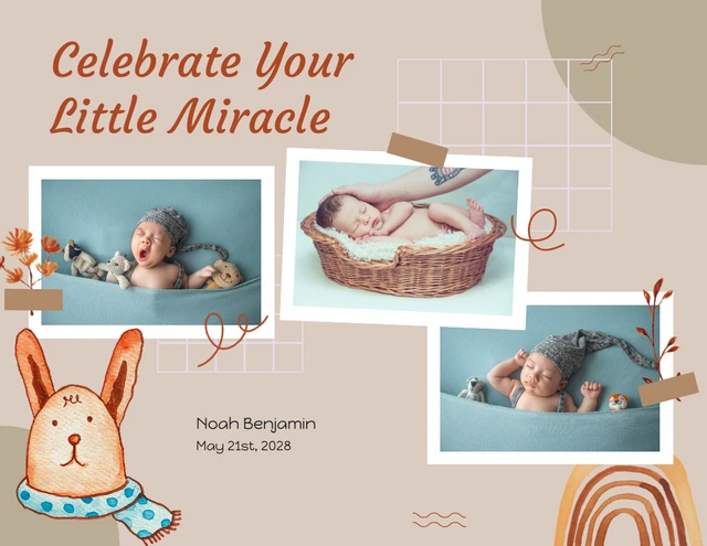 Brown Aesthetic New Baby Born Collage Template