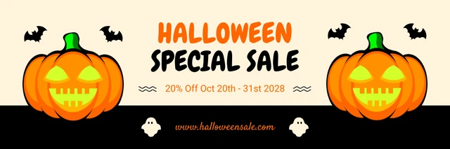 Black And Light Yellow Cute Playful Illustration Halloween Banner Template