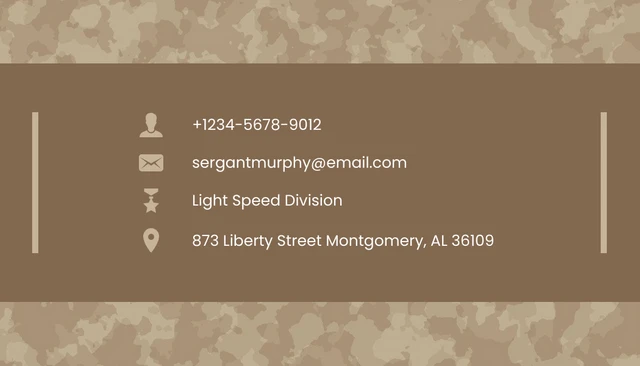 Brown Minimalist Seamless Pattern Military Business Card - Page 2