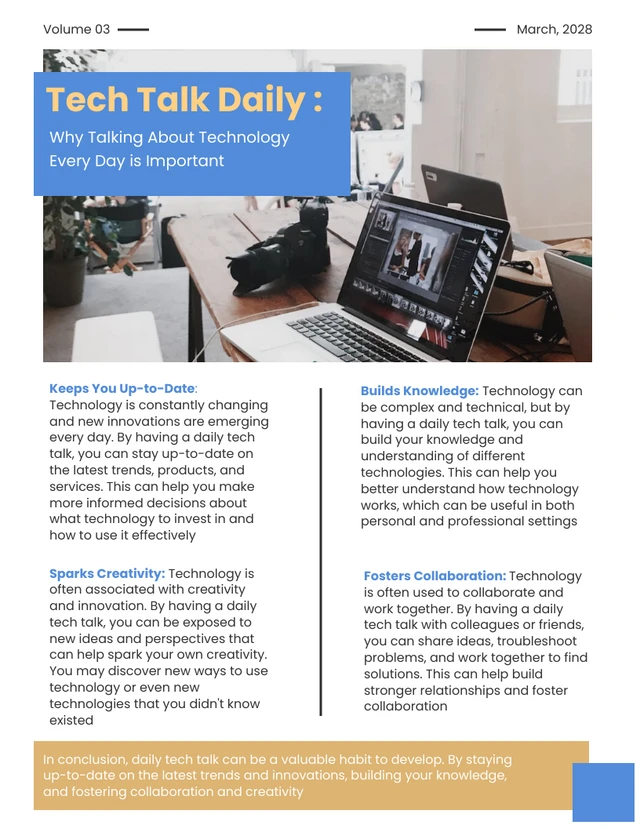 Blue And Yellow Tech Talk Daily Newsletter