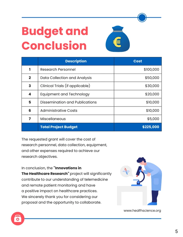 Blue and Red Healthcare Research Proposal - Page 5