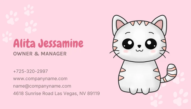 Baby Pink Cute Illustration Pet Accessories Business Card - Page 2