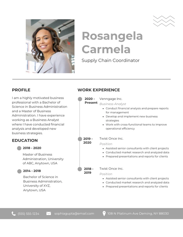 White And Grey Minimalist Clean Professional Business Resume Template
