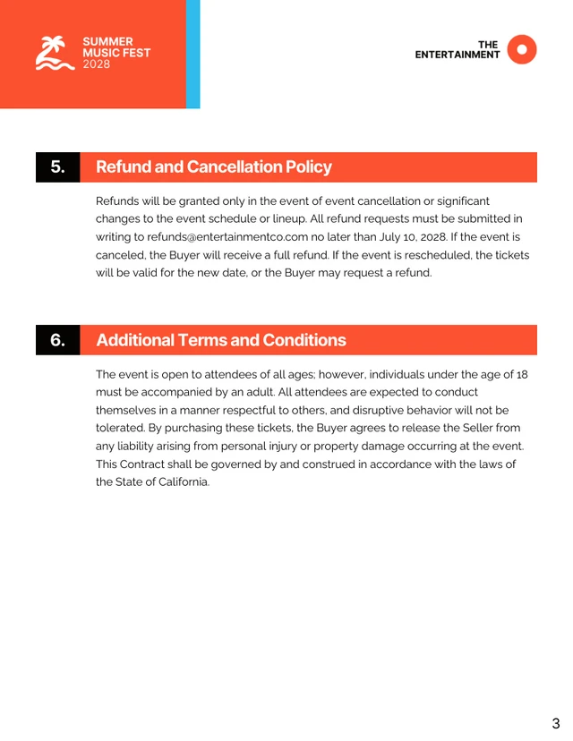 Ticket Sales Contract Template - Page 3