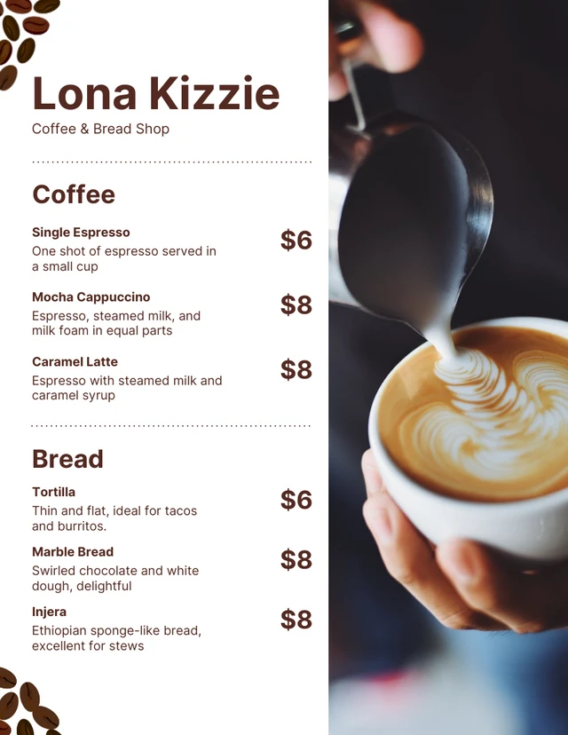 White Simple Illustration Coffee-Shop Menu Template