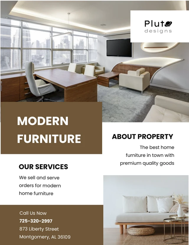 Brown Modern Furniture Promotion Poster Template
