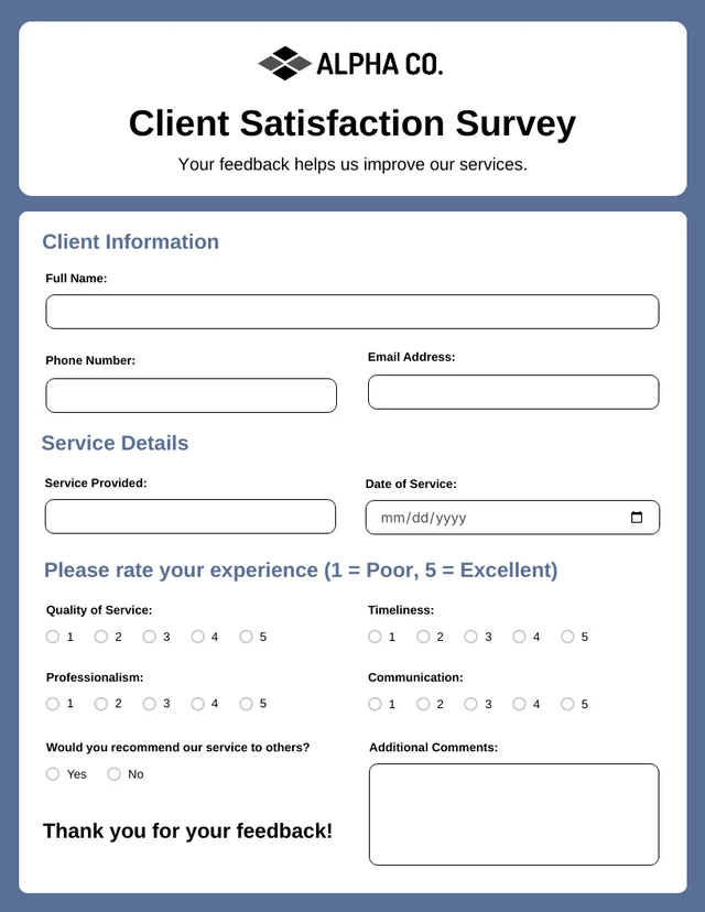 Blue and White Business Form Template