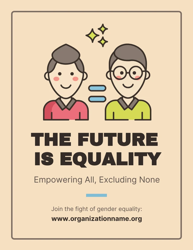 Beige And Illustrative Minimalist Gender Equality Poster Template