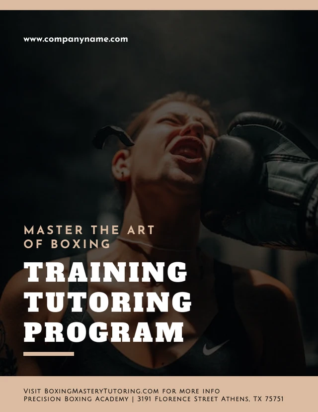 Black Modern Professional Training Tutoring Boxing Program Poster Template