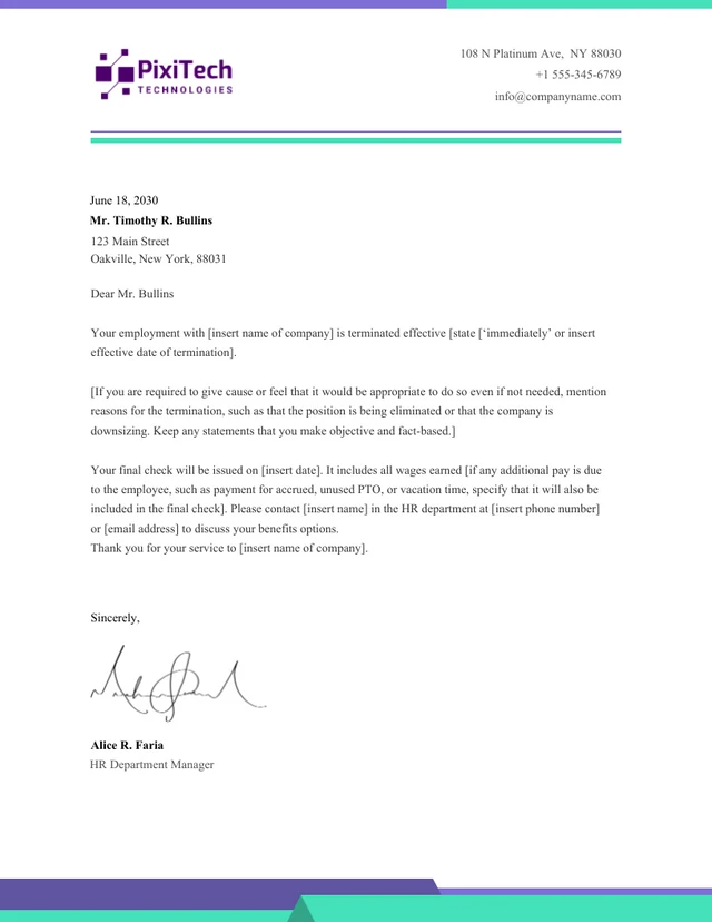 Simple Design Termination Termination Letter Template