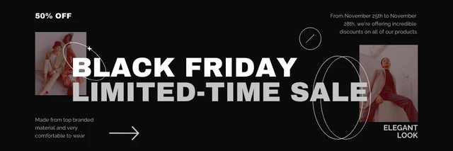 Minimal Modern Black White Fashion Black Friday Banner Template