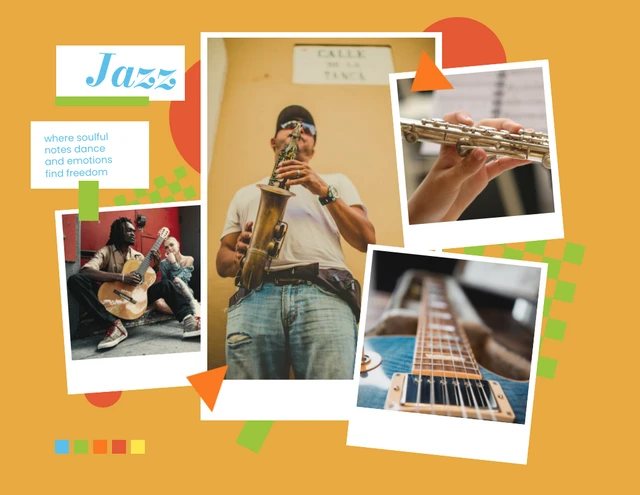 Simple Orange Jazz Music Collage Template