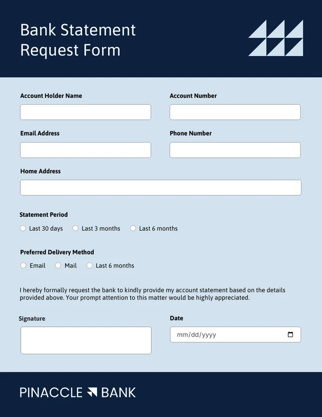 Simple Navy Banking Form Template