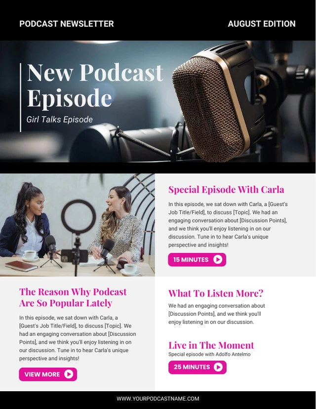 Black And Magenta Modern New Podcast Episode Email Newsletter