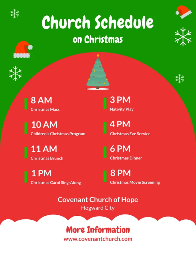 Church Schedule On Christmas Template