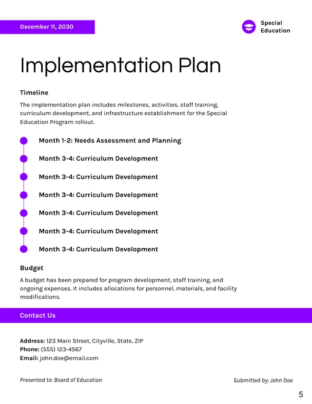 Special Education Proposal - Page 5