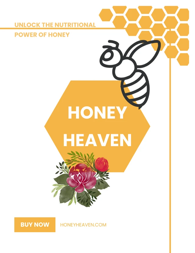 Orange Hexagon Honey Product Bee Poster Template
