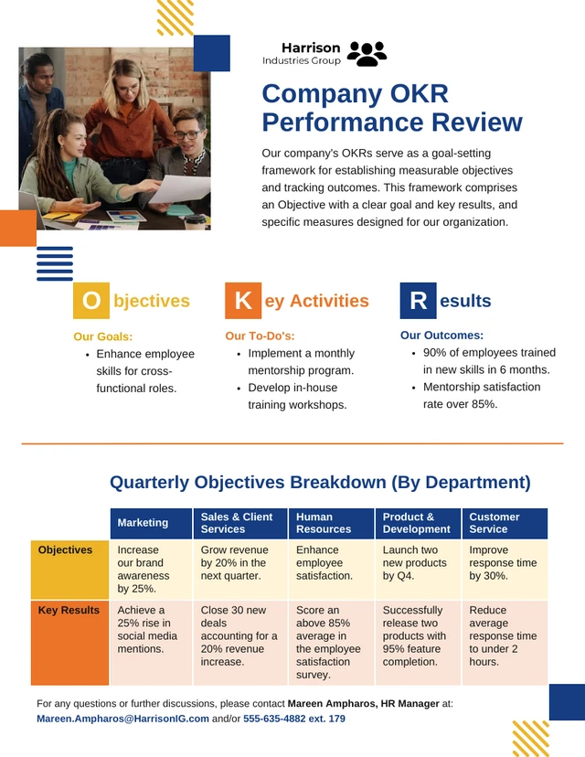 Company OKR Performance Review HR InfographicTemplate