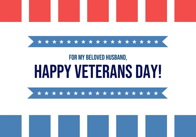 Red And Blue Simple Geometric Happy Veterans Day Card Template