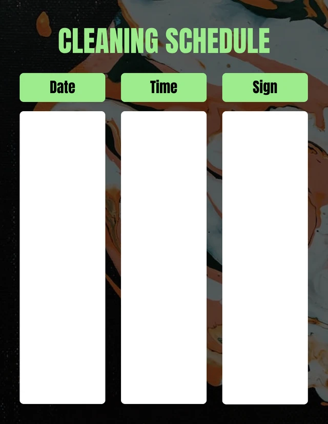 Black Marble Minimalist Cleaning Schedule Template