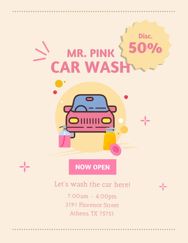 Pink And Cream cute Car Wash Poster
