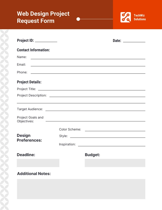 White and Orange Simple Web Design Form Template