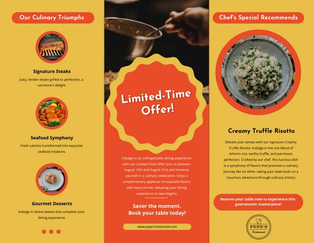 Simple Yellow and Orange Restaurant Tri-fold Brochure - Page 2