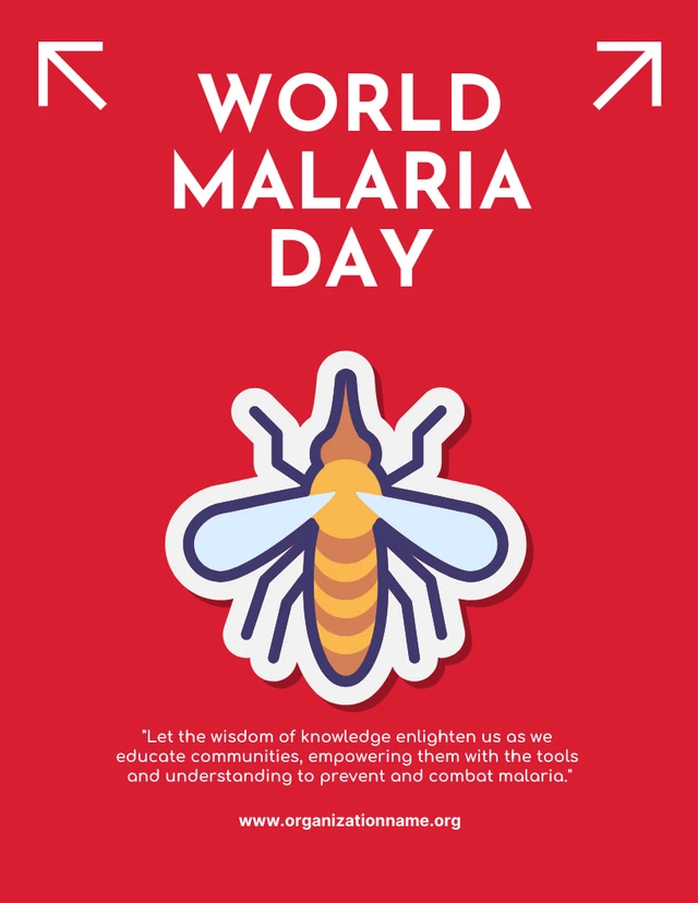 Red Minimalist Clean World Malaria Day Poster Template