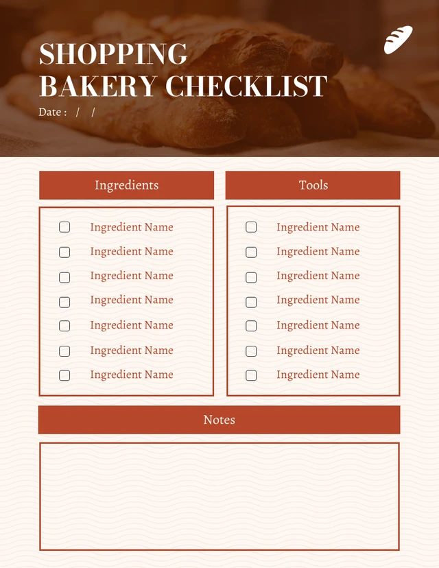 Beige And Brown Simple Shopping Bakery Checklist