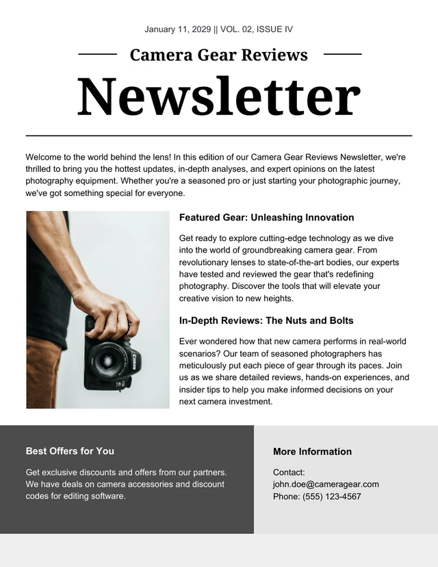 Camera Gear Reviews Newsletter Template