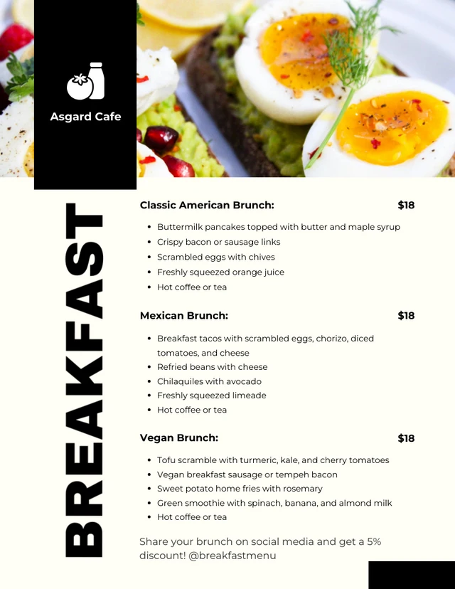 Beige Modern Breakfast Menu Template