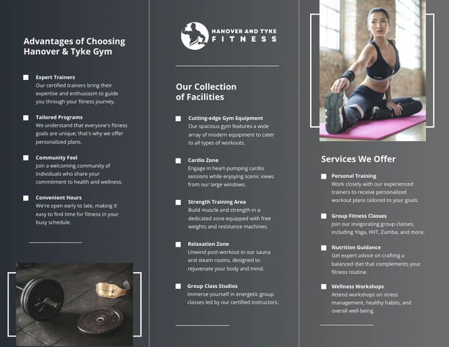 Black and Grey Gym Tri Fold Brochure - Page 2