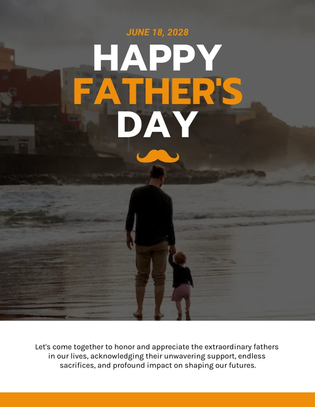 White And Yellow Simple Photo Happy Fathers Day Poster Template