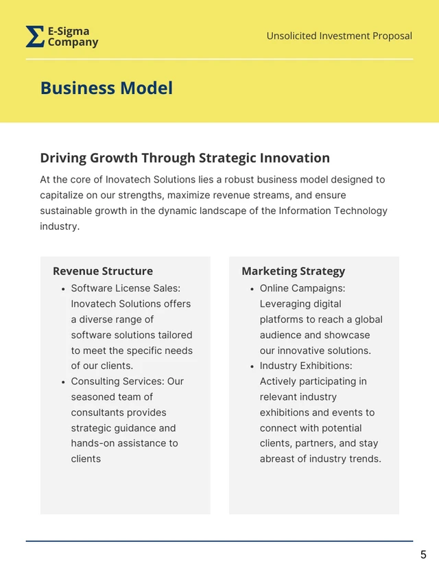 Unsolicited Investment Proposal - Page 5
