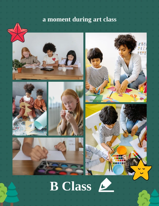 green modern a moment art class photo collages Template