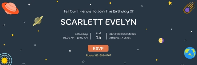 Kid's Birthday Invitation Simple Illustrative Planet Template