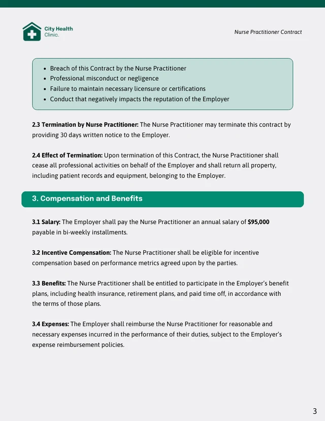 Nurse Practitioner Contract Template - Page 3