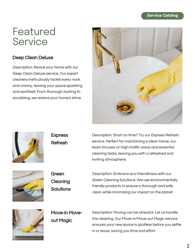 Modern Clean Olive Green Service Catalog - Page 2