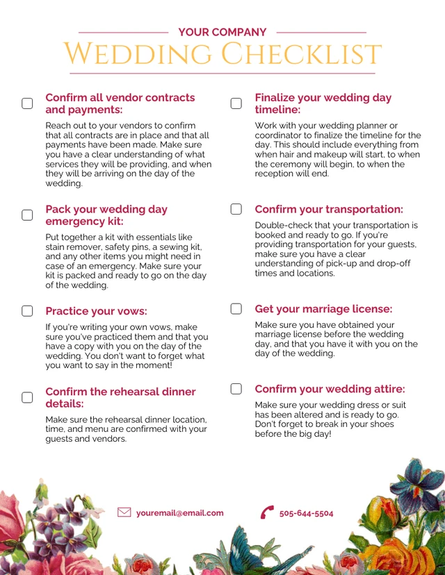 Simple Wedding Checklist Recommendation