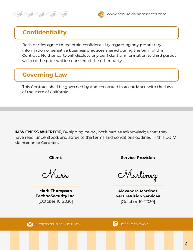 CCTV Maintenance Contract Template - Page 4