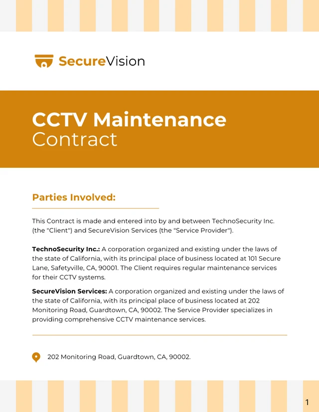 CCTV Maintenance Contract Template - Page 1