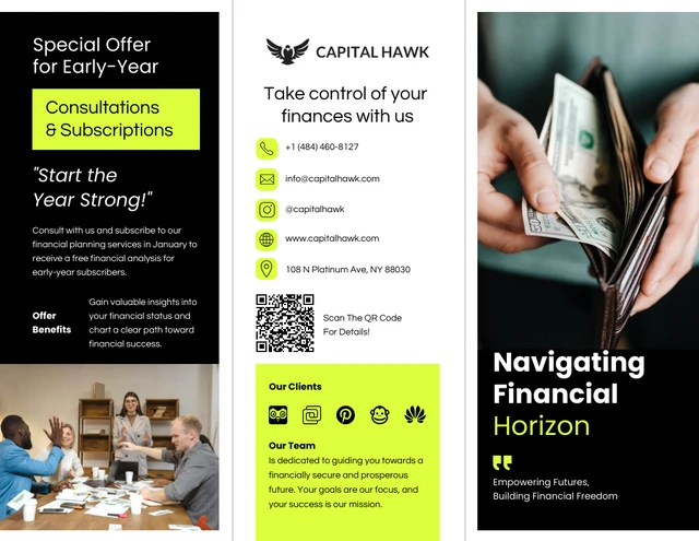 Neon Green Minimalist Finance Company Tri Fold Brochure - Page 1