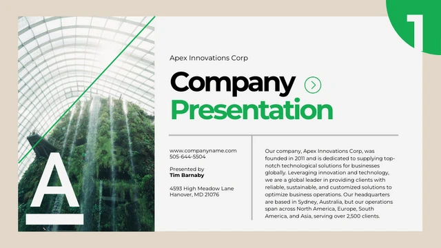 Green Simple Company Presentation - Page 1