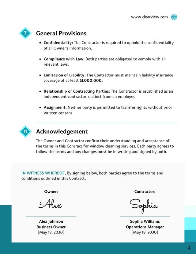 Window Cleaning Contract Template - Page 4