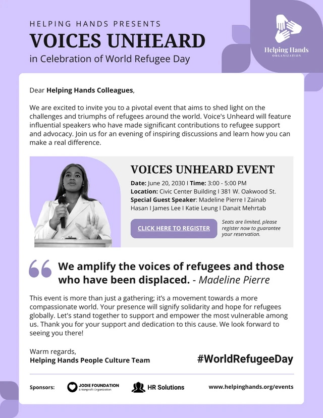 World Refugee Day Stories Email Newsletter Template