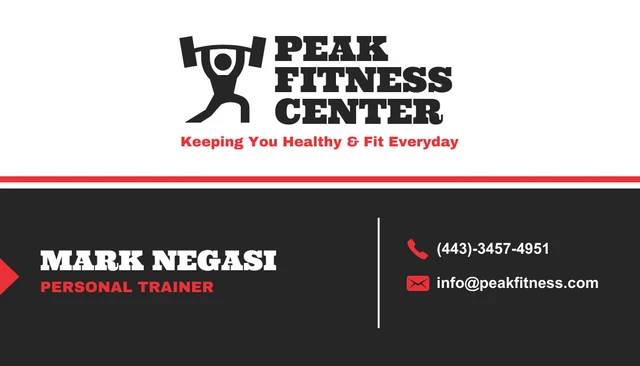 Dark Fitness Trainer Business Card - Page 1